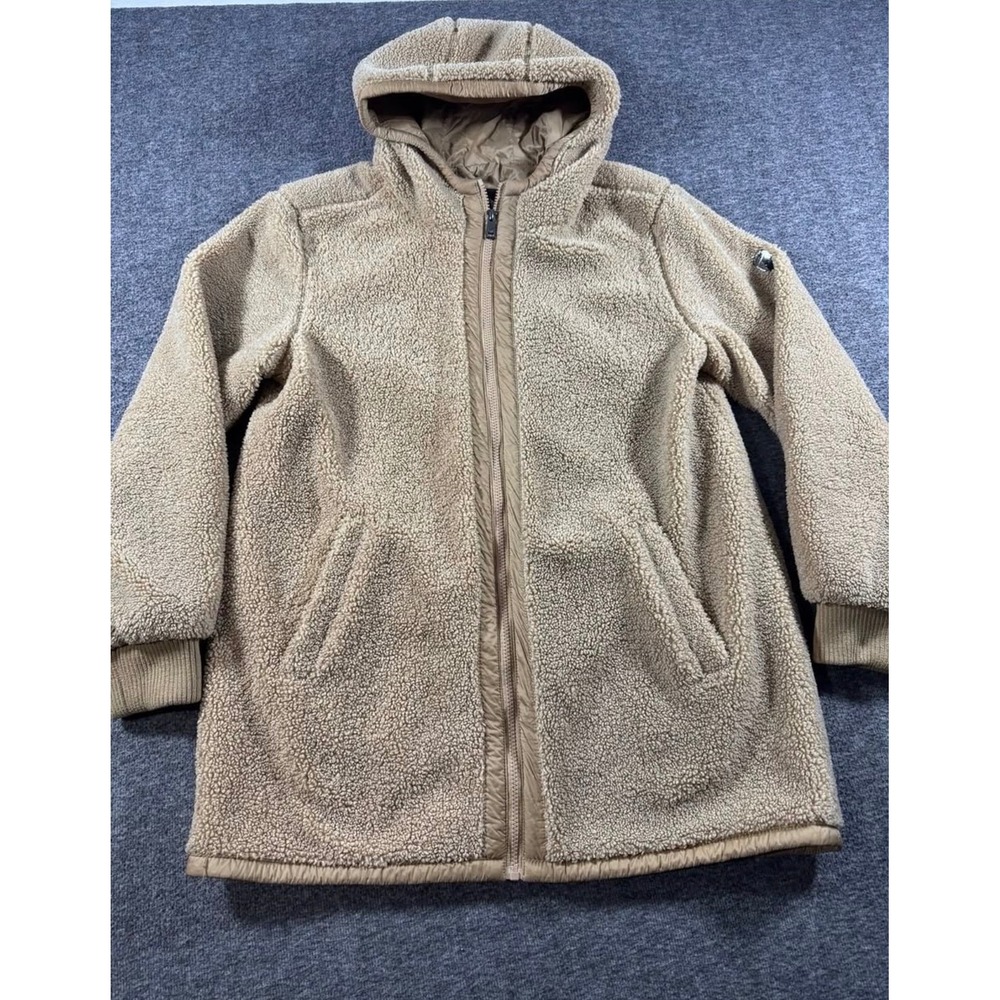 1 Madison Expedition Sherpa Fleece Hooded Jacket Tan Camel Full Zip Large - Picture 2 of 9